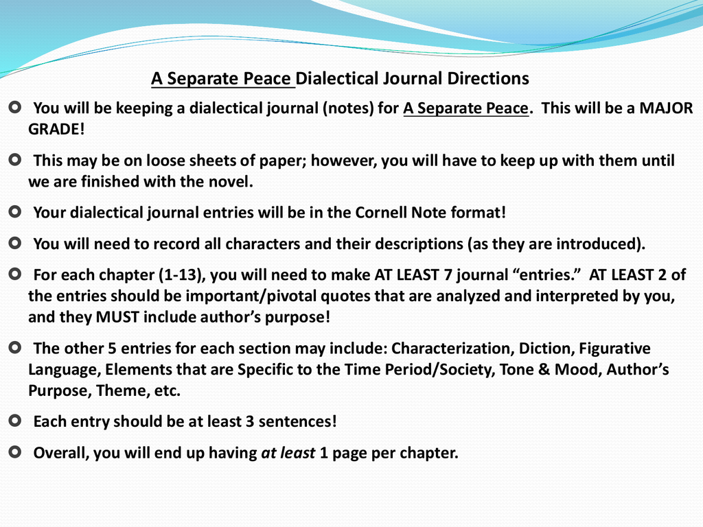 Quotes From A Separate Peace A Separate Peace Journals