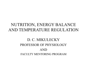 nutrition, energy balance and temperature regulation