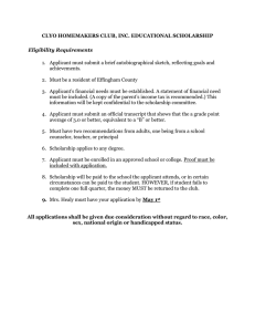 Clyo Homemakers Club Scholarship Application