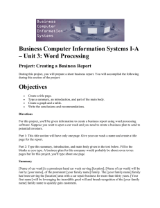 Business Report Project: Car Wash Business Plan
