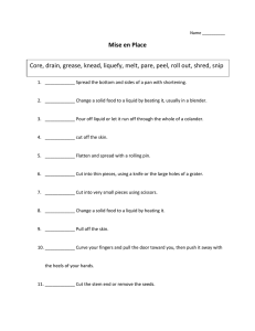 Mise en Place Worksheet: Culinary Terms & Techniques