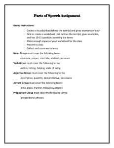 Parts of Speech Assignment: Grammar Practice