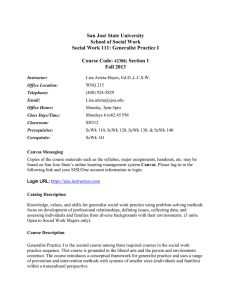 Social Work 111- Generalist Practice I