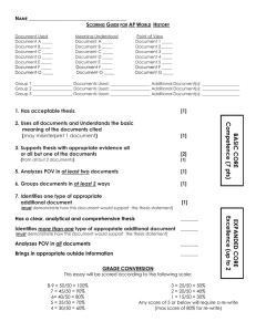 SCORING GUIDE FOR AP EUROPEAN HISTORY