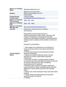 Agency or Company Name MaintenanceMechanic.com Address