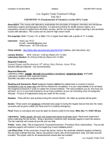 Chemistry 51 Syllabus - Fundamentals of Chemistry