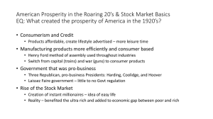 American Prosperity in the Roaring 20*s & Stock Market Basics