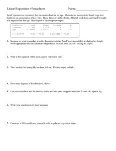 Linear Regression t-Procedures Worksheet