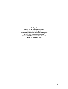 Biology II Weeks 12-14: November 2nd