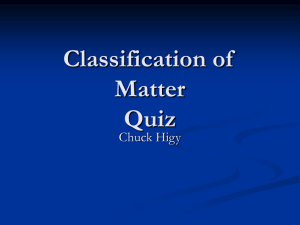 Classification of Matter Quiz - Chemistry