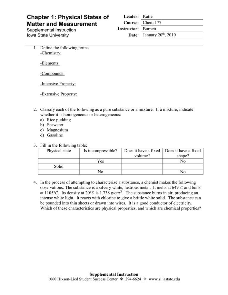 Chapter 1 States Of Matter : 4 States of Matter SECTION 1 Four States ...