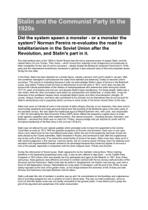 Stalin and the Communist Party in the 1920s