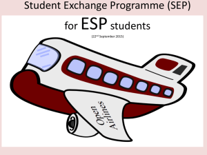 Student Exchange Programme (SEP) for ESP Students