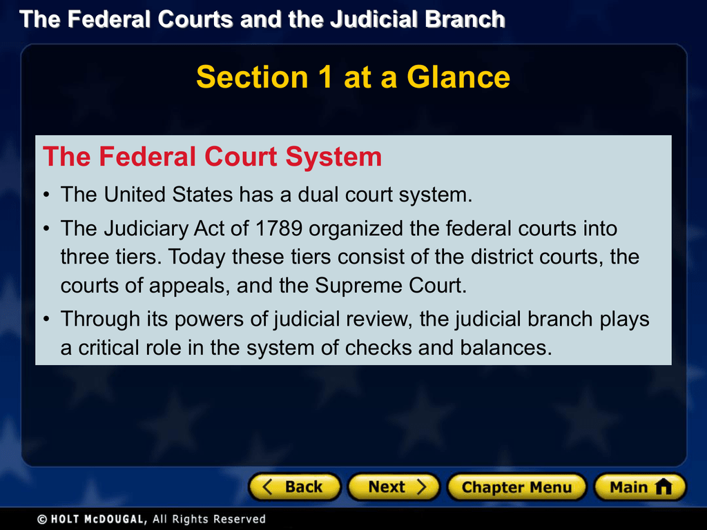 The Federal Courts And The Judicial Branch Section 1 At A Glance