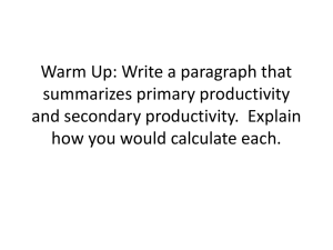 Warm Up: Write a paragraph that summarizes primary productivity