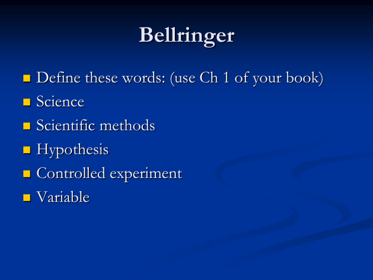 Controlled Experiment Examples Quizlet