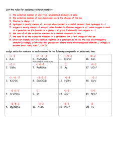 Test Objectives for Unit 13: Redox