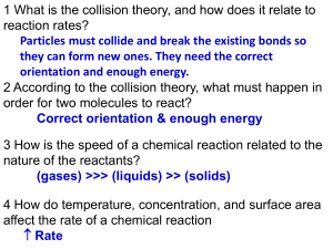 Collision Theory & Reaction Rates Worksheet