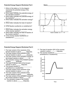 Potential Energy Diagrams & Reaction Rates Worksheet