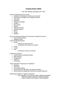 Evolution Review: SBI3U Unit Test: Monday November 23rd, 2015