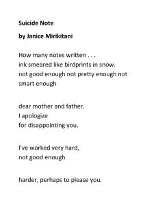 Suicide Note Poem by Janice Mirikitani | Analysis