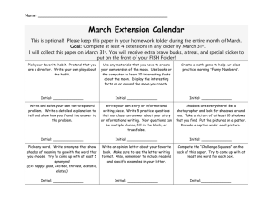 March Extension Calendar