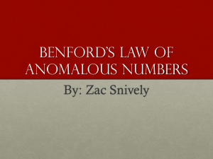 Benford*s lAw of anamolous numbers