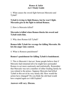 Romeo's punishment for killing Tybalt is