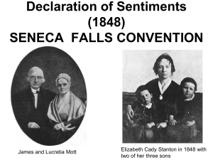 Declaration of Sentiments (1848) SENECA FALLS CONVENTION