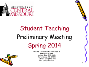 PowerPoint from Preliminary Meetings - Spring 2014
