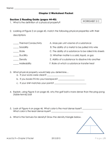 Physical & Chemical Properties Worksheet - High School Chemistry