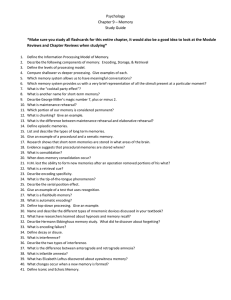 Psychology Memory Study Guide: Chapter 9 Review