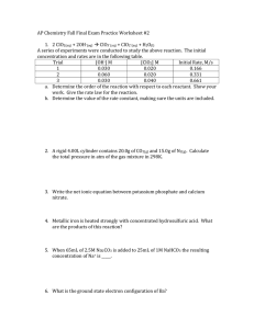 AP Chemistry Fall Final Exam Practice Worksheet #2