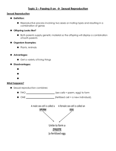 Topic 3 – Passing it on à Sexual Reproduction