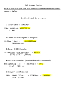 Unit 8 Answers to extra practice conversion ws