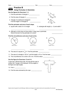 Geometry Formulas Practice Worksheet