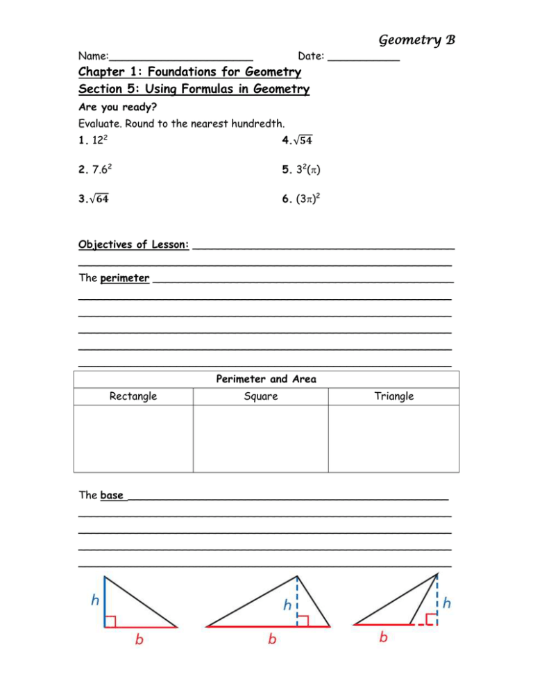 1 5 problem solving using formulas in geometry