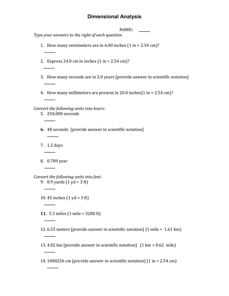 Dimensional Analysis