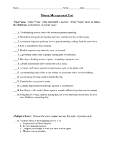 Money Management Test - Personal Finance Quiz