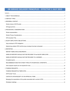 OR Service Delivery Principles - RTW Guidelines