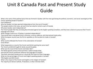 Unit 8 Canada Past and Present Study Guide