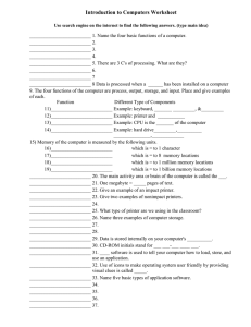 1: Introduction to Computers Worksheet