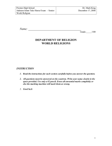 Judaism-Islam Exam: Senior World Religion Test