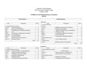 BEEd Curriculum - Bicol University Polangui Campus