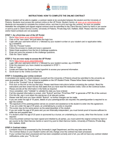 UP Online Contract Instructions: University of Pretoria
