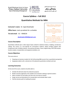 Quantitative Methods for MBA