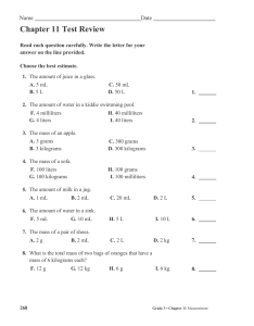 Chapter 11 Measurement Test Review - Grade 3