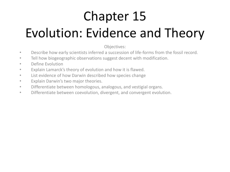 Evolution: Evidence and Theory - Chapter 15 Presentation