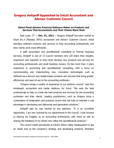 Gregory Antipoff Appointed to Intuit Accountant and Advisor