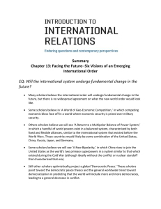 International Relations: Future World Order Visions